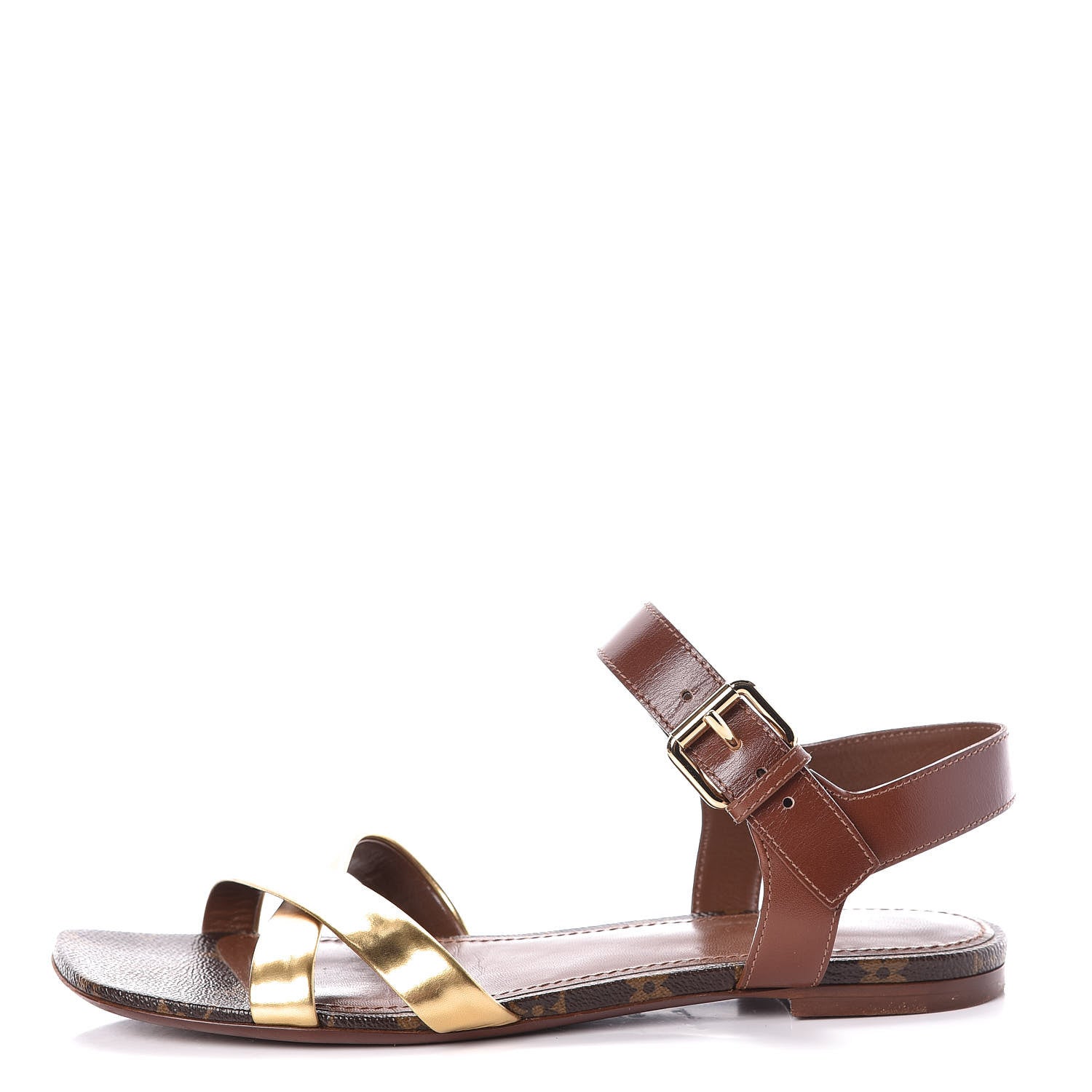 Louis Vuitton Monogram Metallic Flat Sandals 39 Gold 1 of 7