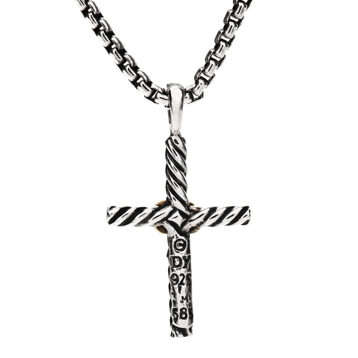 Sterling Silver 14K Yellow Gold Petite X Cross Pendant Necklace