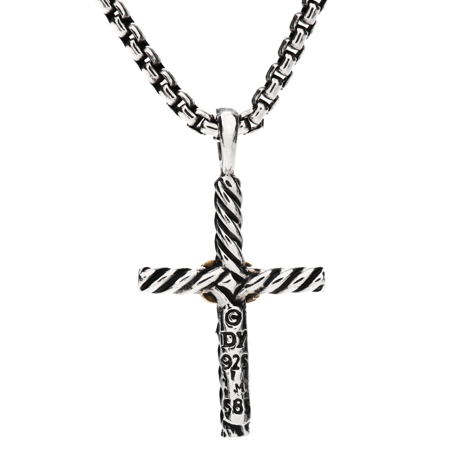 David Yurman Sterling Silver 14K Yellow Gold Petite X Cross Pendant Necklace 4 of 5