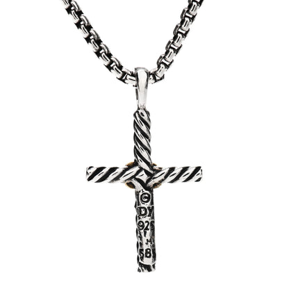 David Yurman Sterling Silver 14K Yellow Gold Petite X Cross Pendant Necklace 4 of 5