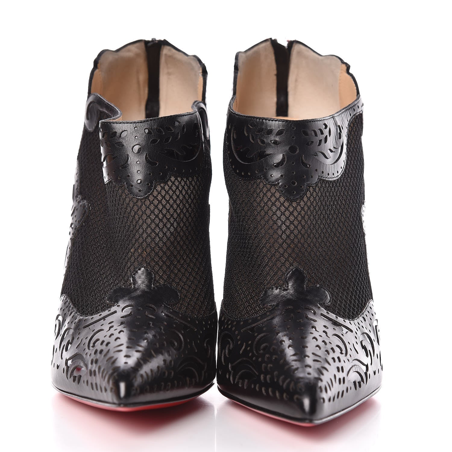 Christian Louboutin Calfskin Mesh Lasercut Mandolina 120 Booties 40.5 Black 2 of 8