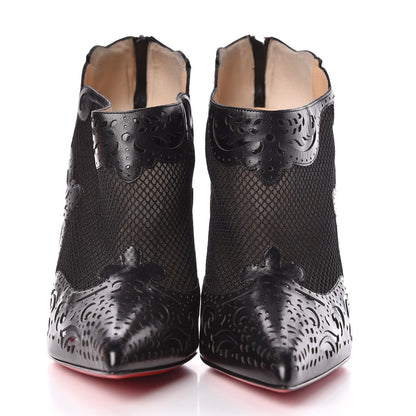Christian Louboutin Calfskin Mesh Lasercut Mandolina 120 Booties 40.5 Black 2 of 8