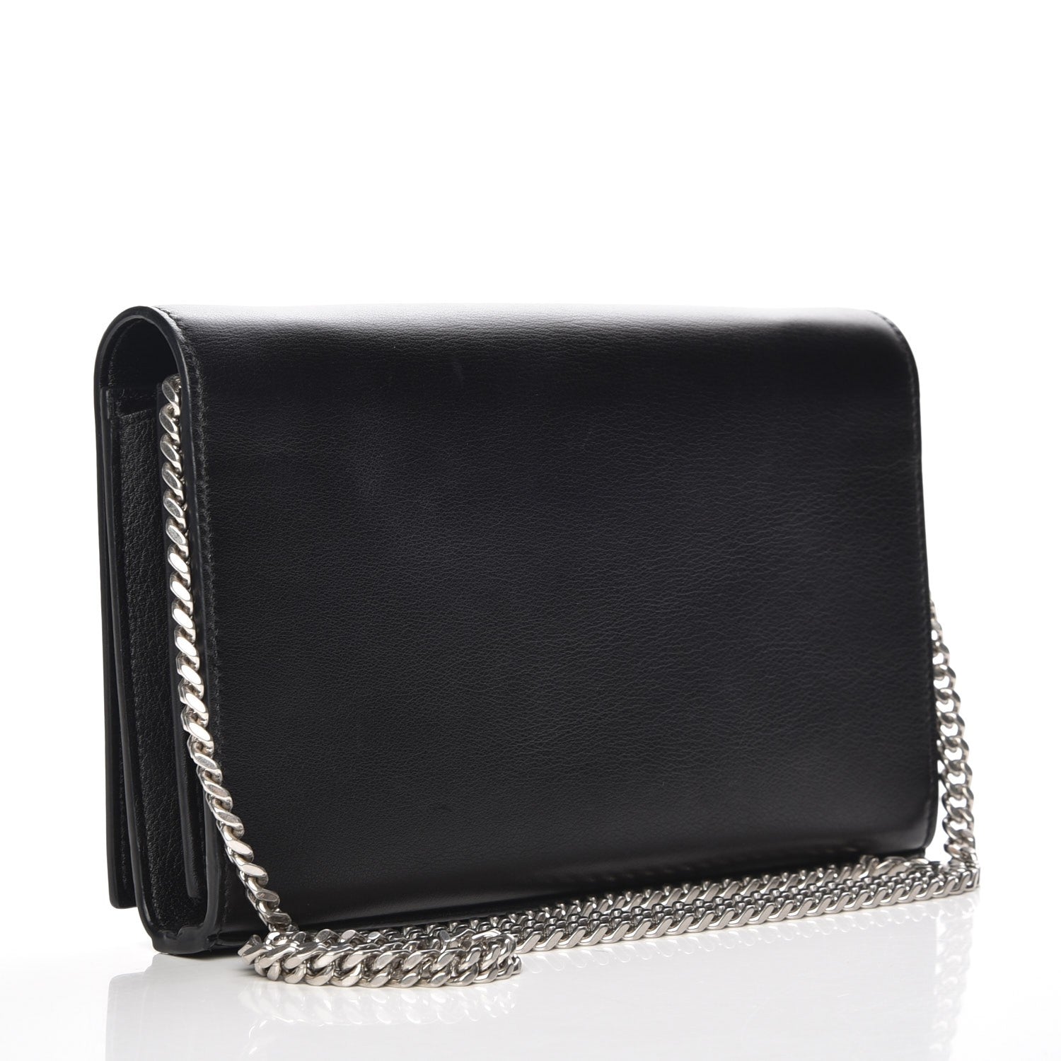 Saint Laurent Calfskin Heart Studded Monogram Chain Wallet Black 3 of 8