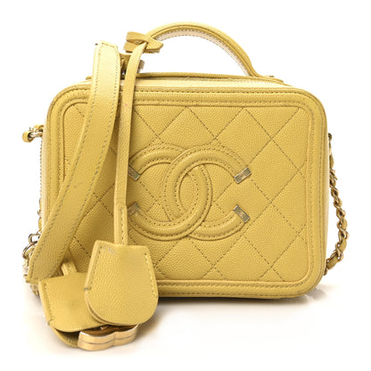 Chanel Caviar Quilted Small CC Filigree Vanity Case Yellow 1 of 11