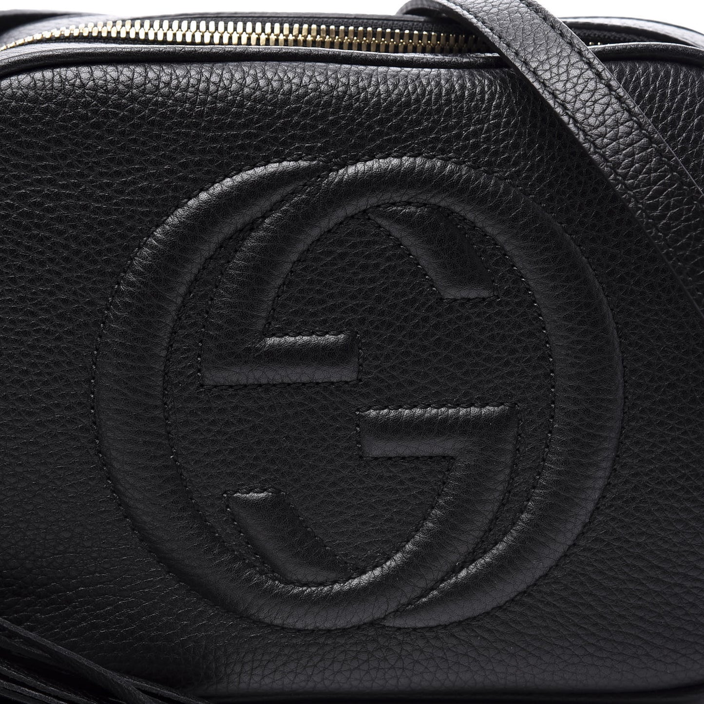 Pebbled Calfskin Small Soho Disco Bag Black