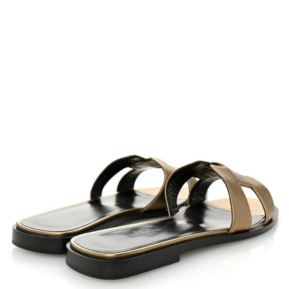 Hermes Metallic Epsom Oran Sandals 38 Vert Bronze 4 of 10
