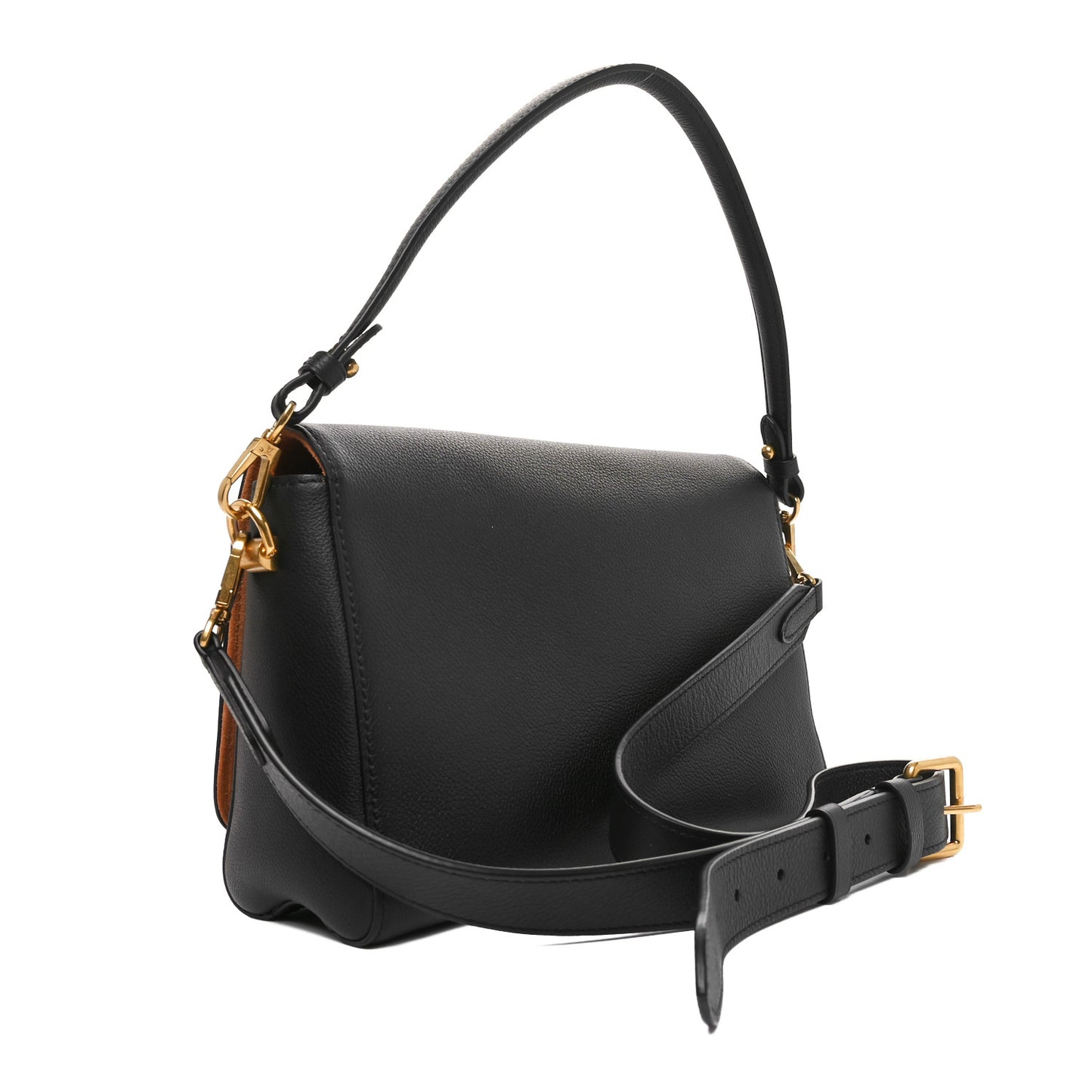 Calfskin Soft Twist Shoulder Bag Black