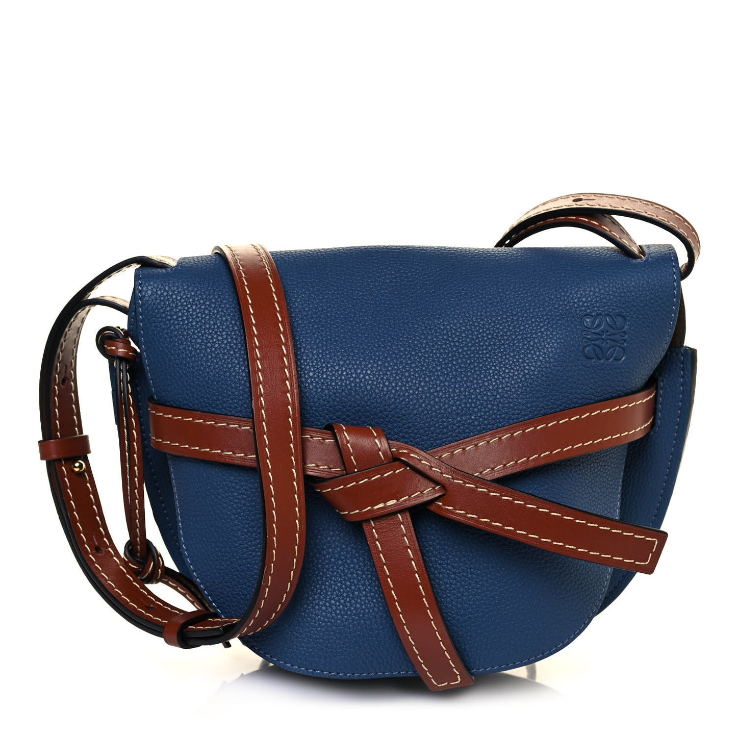 Grained Calfskin Small Gate Crossbody Bag Varsity Pecan