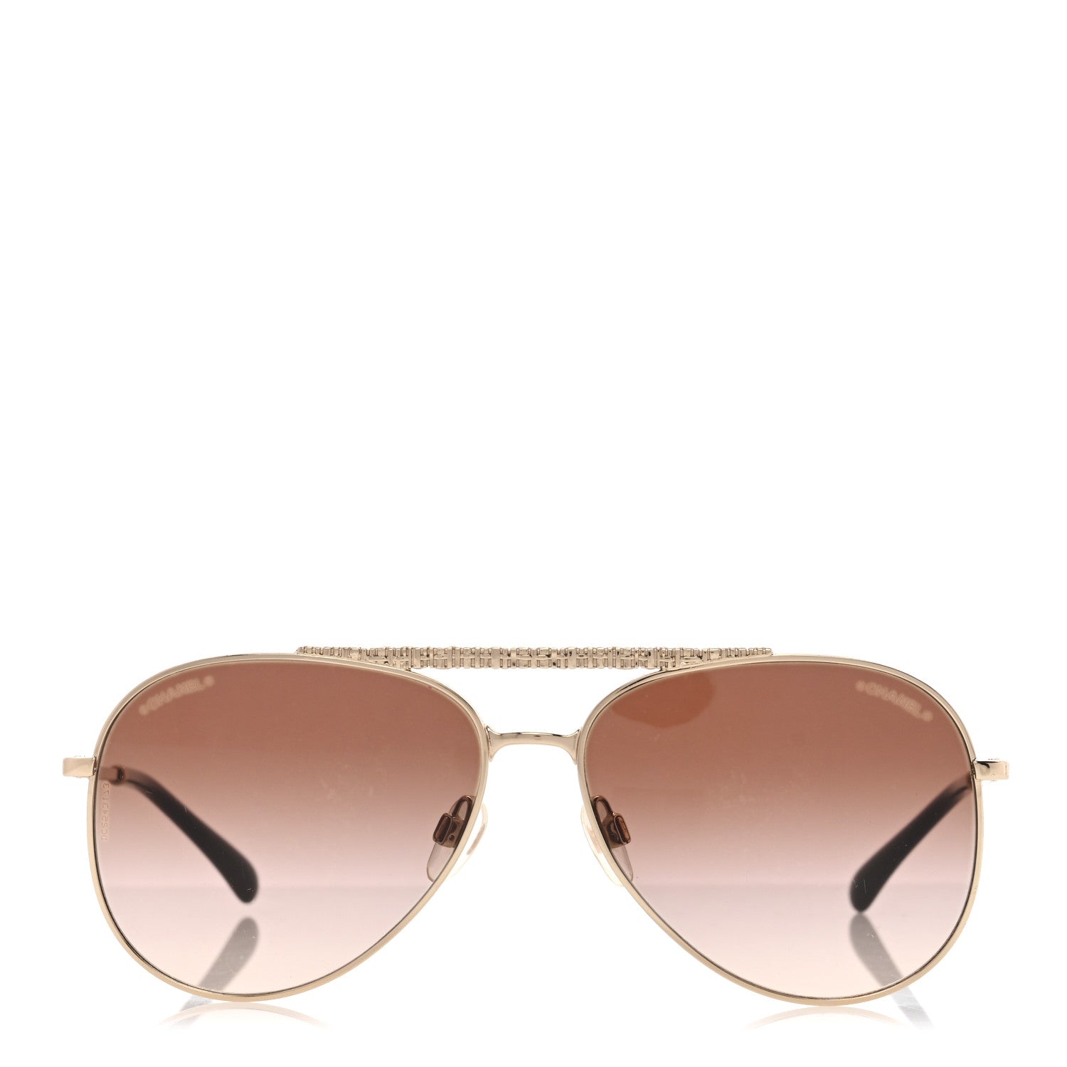 Chanel Aviator Metallic Pilot Sunglasses 4231 Gold 2 of 8