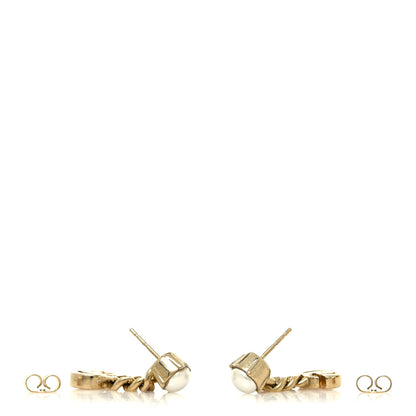 Gucci Metal Pearl Double G Chain Drop Earrings Gold 4 of 5