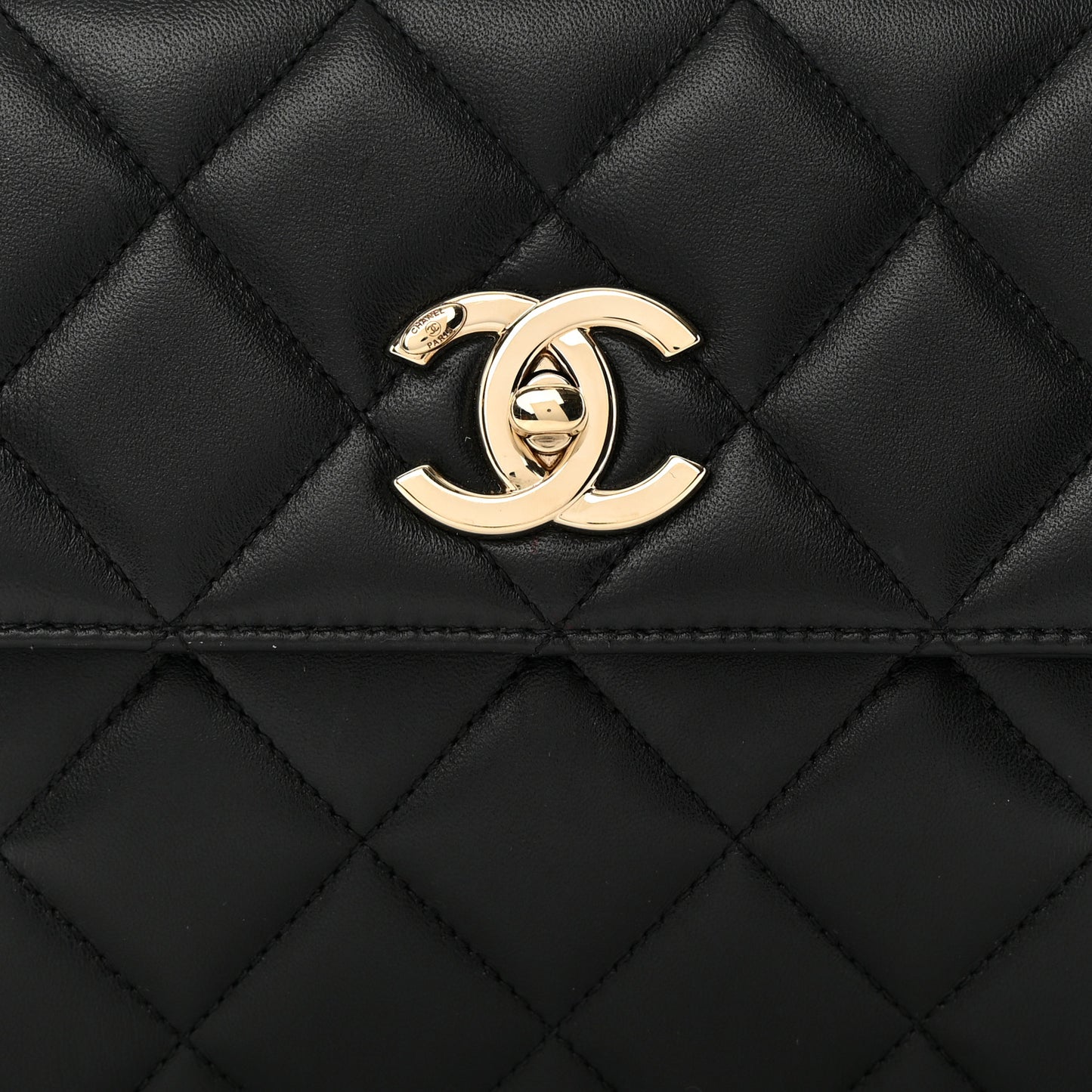 Lambskin Quilted Small Trendy CC Dual Handle Flap Bag Black