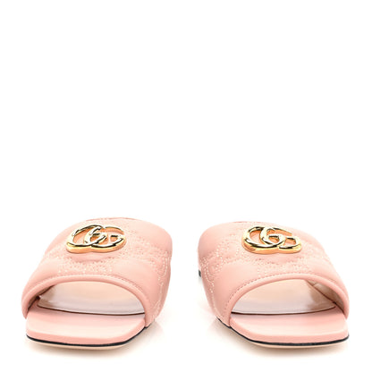 Gucci Nappa GG Matelasse GG Marmont Flat Slide Sandals 38 Perfect Pink 3 of 8