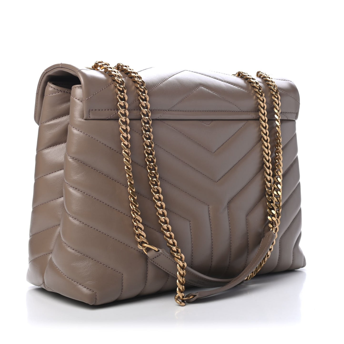 Calfskin Y Quilted Monogram Medium Loulou Chain Satchel Taupe