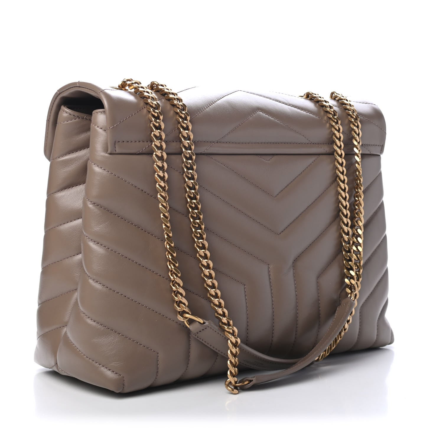 Saint Laurent Calfskin Y Quilted Monogram Medium Loulou Chain Satchel Taupe 2 of 4