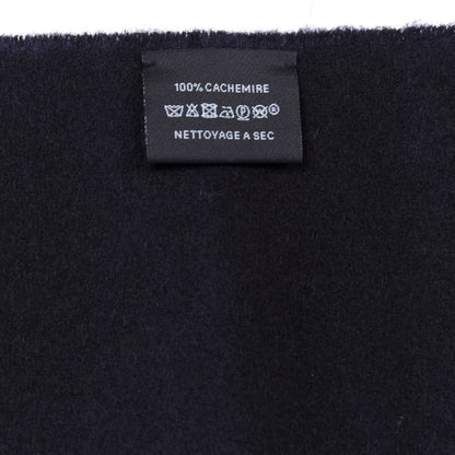 Hermes Cashmere Casaque Chevron Muffler Marine Black 5 of 5