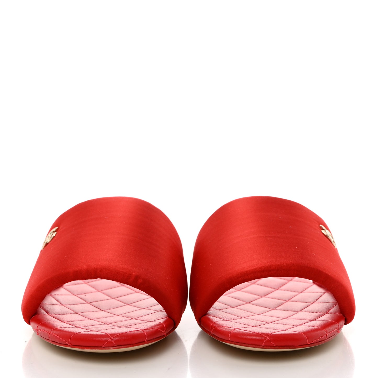 Satin Mule Sandals 40.5 Red