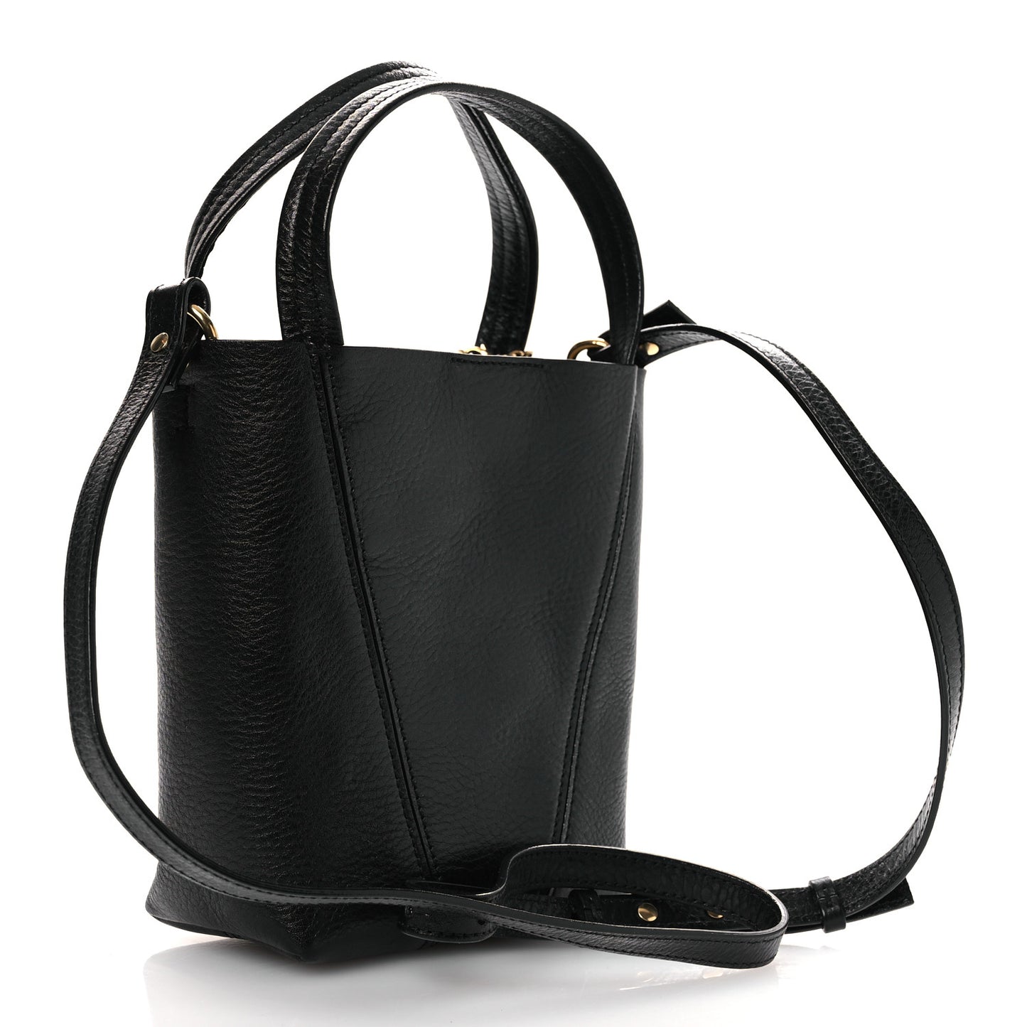 Grained Calfskin Small Spin Tote Black