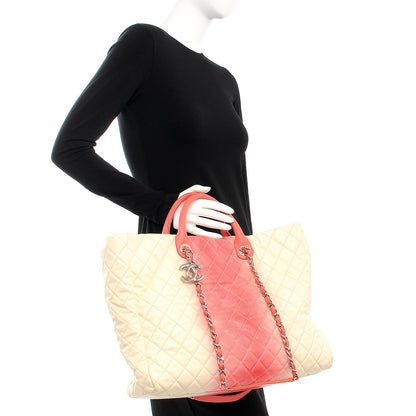 Chanel Caviar Ombre Large Shopping Tote White Rose 3 of 16