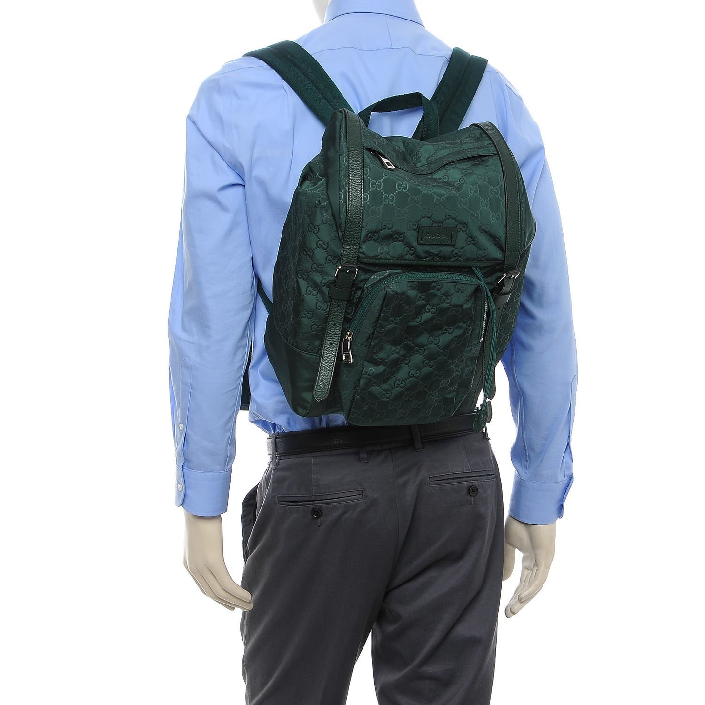 Nylon Monogram Medium Light Double Buckle Backpack Green