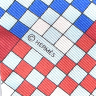 Hermes Silk Colliers de Chiens Remix Twilly Marine Rouge White 6 of 10