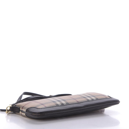 Burberry Haymarket Check Small Peyton Crossbody Clutch Bag Chocolate 4 of 9