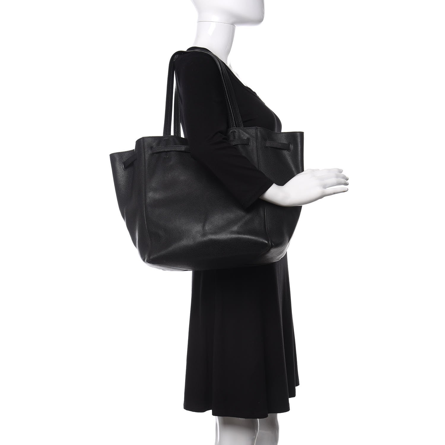 Celine Soft Grained Calfskin Small Belt Cabas Phantom Black 2 of 13