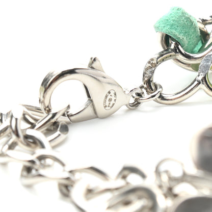 Chanel Tweed Suede Chain Lucky Charms CC Belt Green Silver 3 of 3