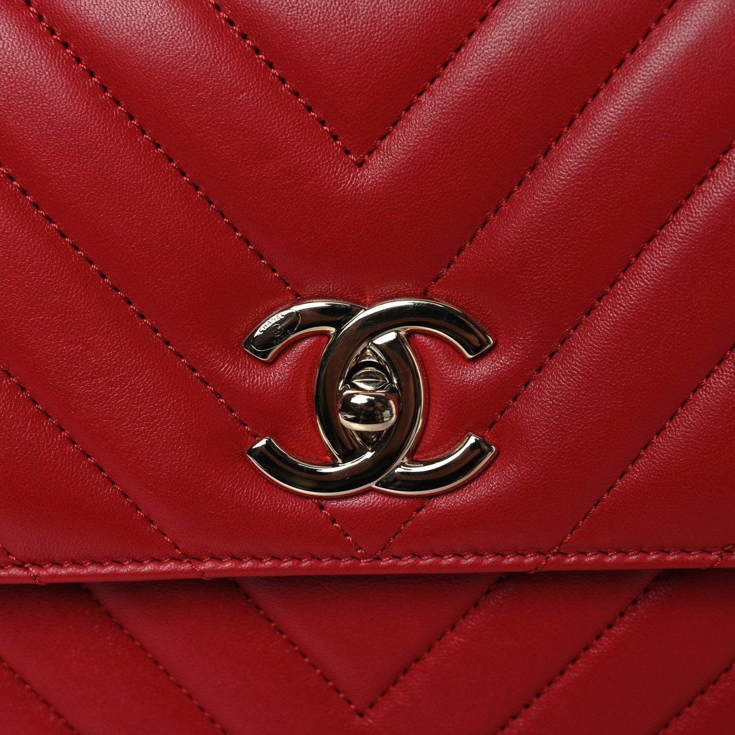 Chanel Lambskin Chevron Quilted Medium Trendy CC Dual Handle Flap Bag Red 11 of 11