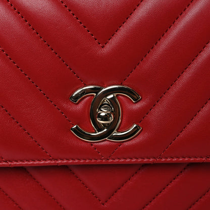 Chanel Lambskin Chevron Quilted Medium Trendy CC Dual Handle Flap Bag Red 11 of 11