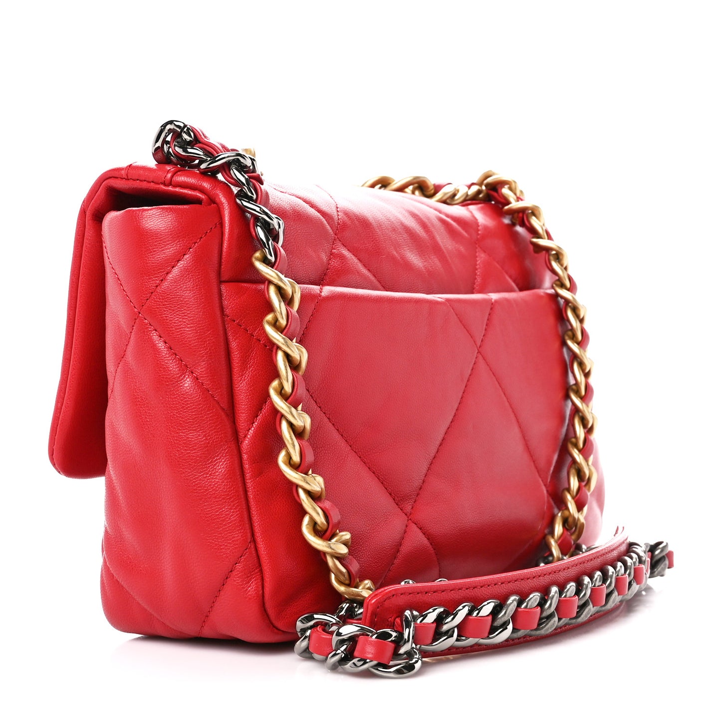 Goatskin Quilted Medium Chanel 19 Flap Red
