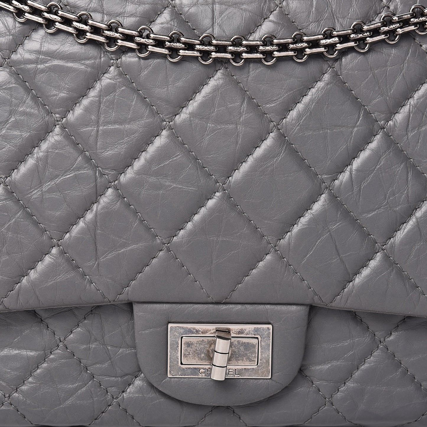 Aged Calfskin Quilted 2.55 Reissue 227 Flap Grey