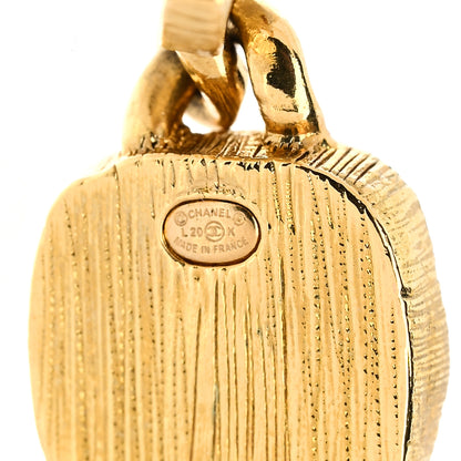 Chanel Metal Natural Stones CC Drop Earrings Gold 4 of 5