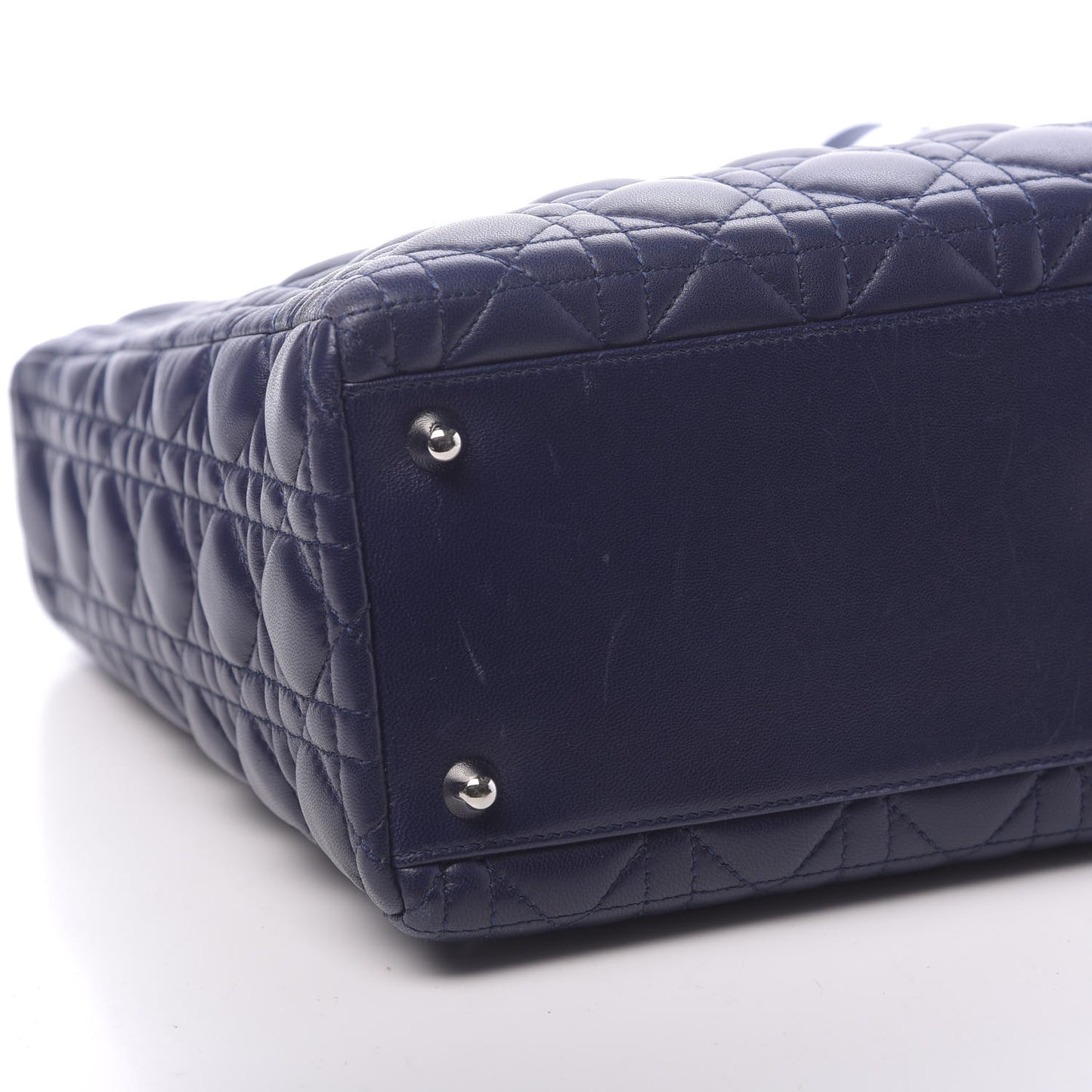 Lambskin Cannage Large Lady Dior Navy Blue