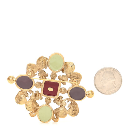 Chanel Resin Gripoix Poured Glass Crystal CC Brooch Multicolor 2 of 4