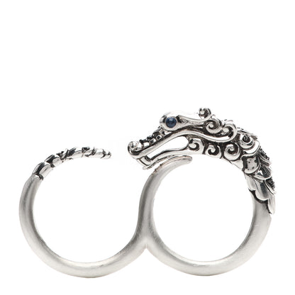 John Hardy Sterling Silver Black Spinel Blue Sapphire Sapphire Naga Dragon Two Finger Ring 57 8 5 of 6