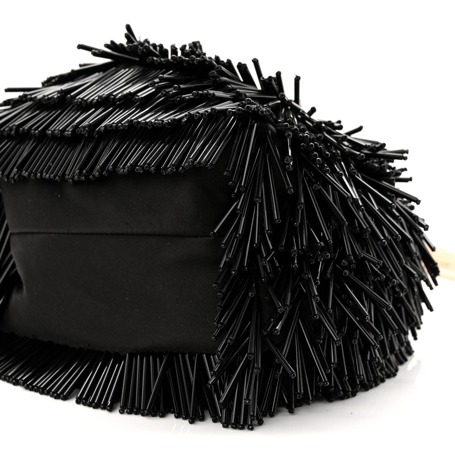 Satin Beaded Mini Bon Bon Bag Black