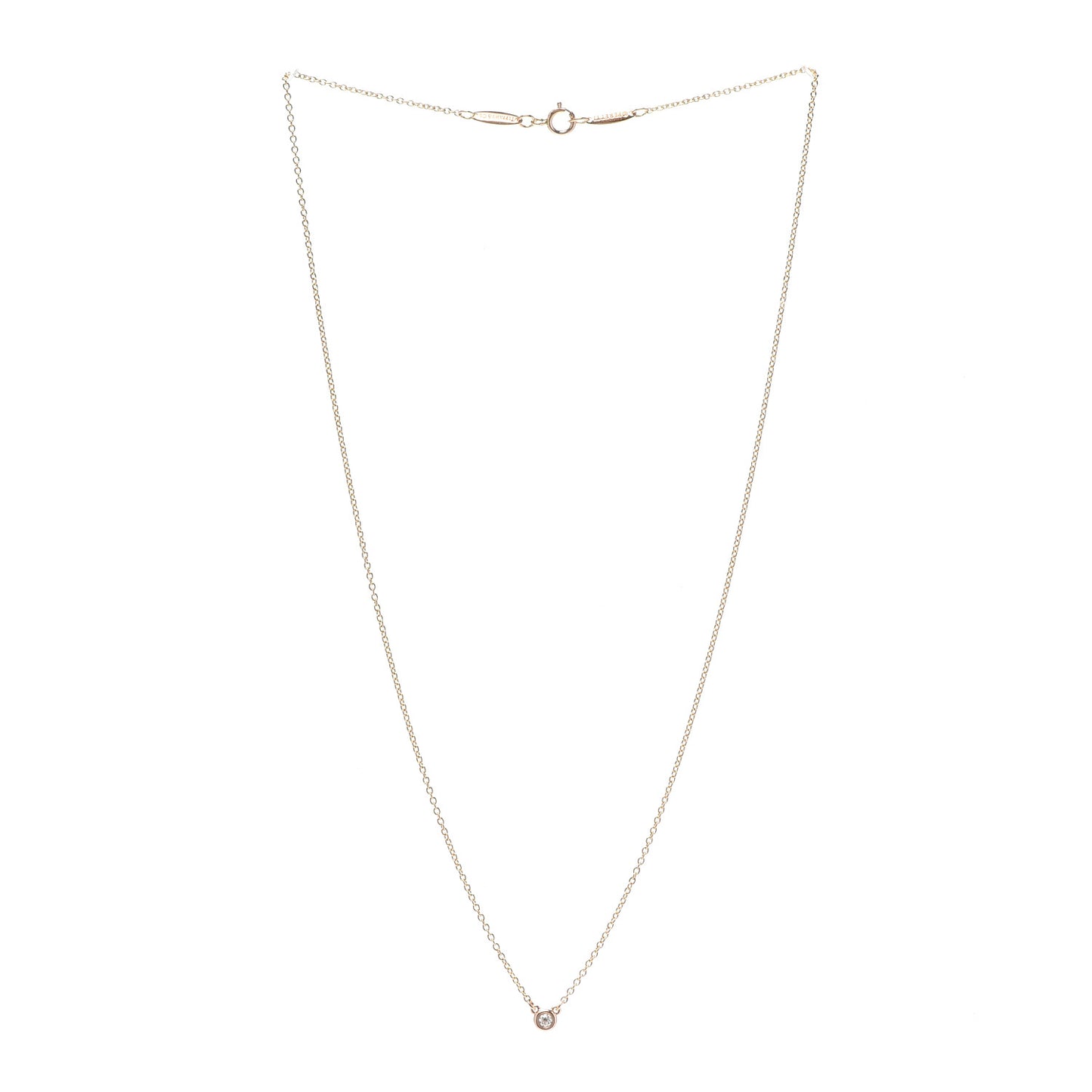 18K Rose Gold Diamond .03ct Elsa Peretti Diamonds by the Yard Pendant Necklace