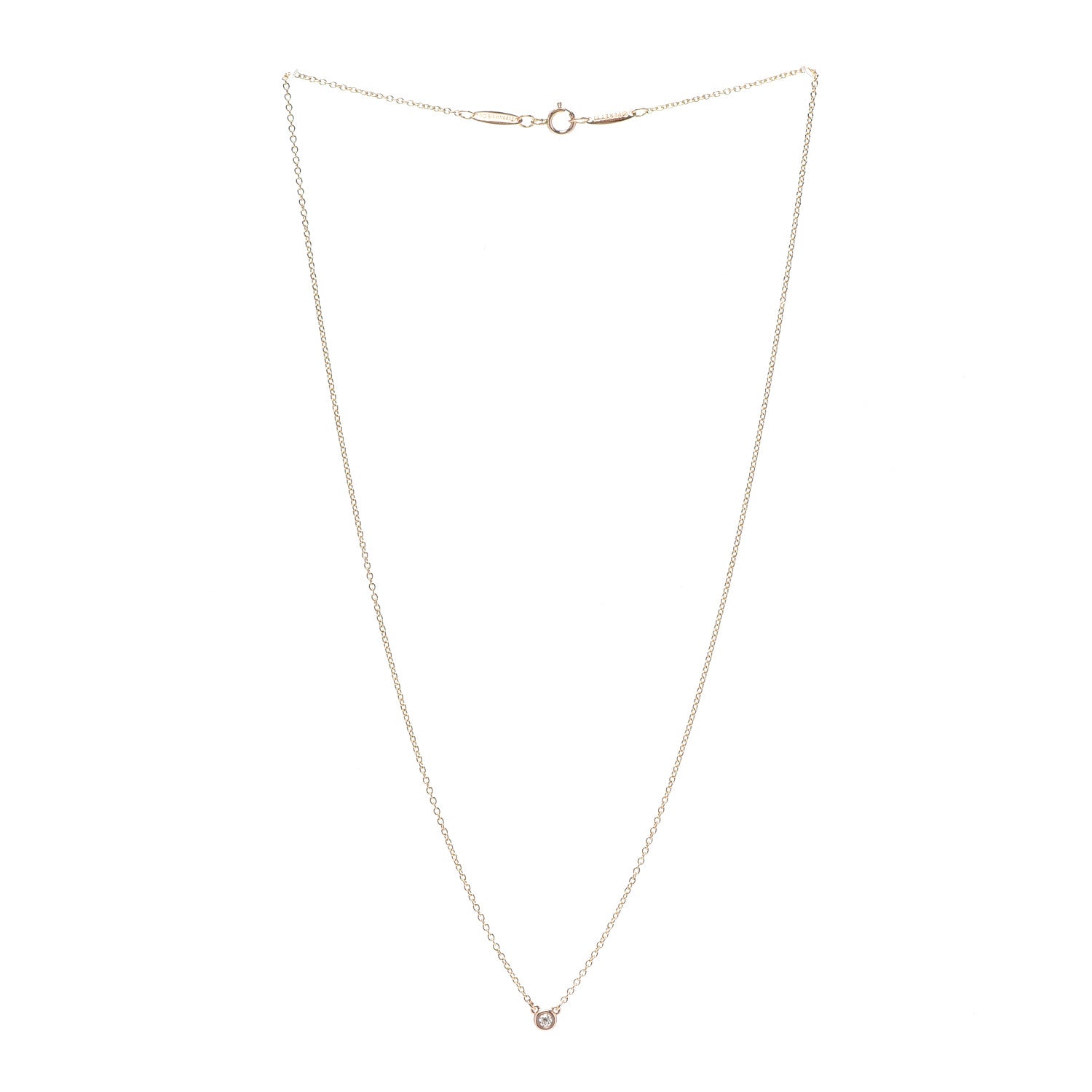 Tiffany 18K Rose Gold Diamond .03ct Elsa Peretti Diamonds by the Yard Pendant Necklace 3 of 6