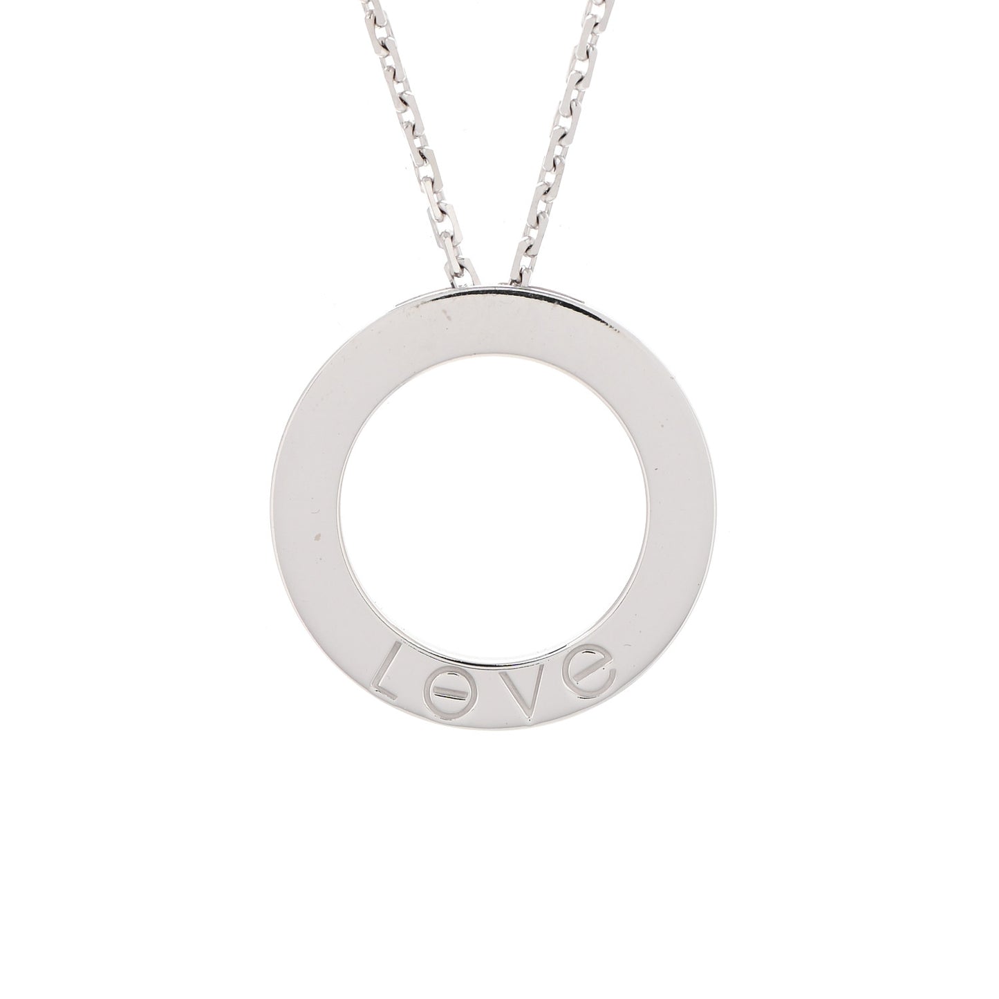 18K White Gold LOVE Pendant Necklace