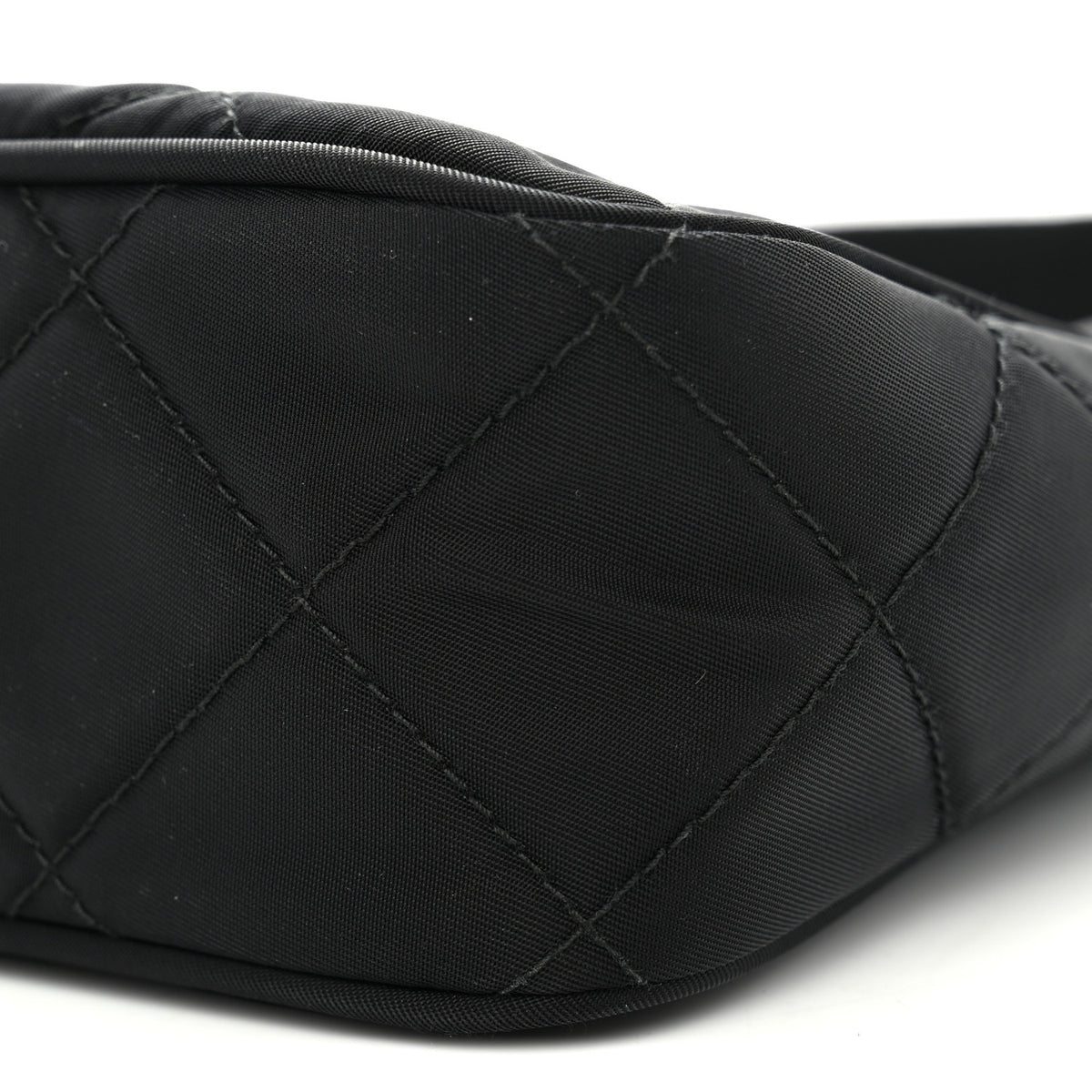 Prada Tessuto Nylon Stitched Shoulder Bag Black 10 of 10