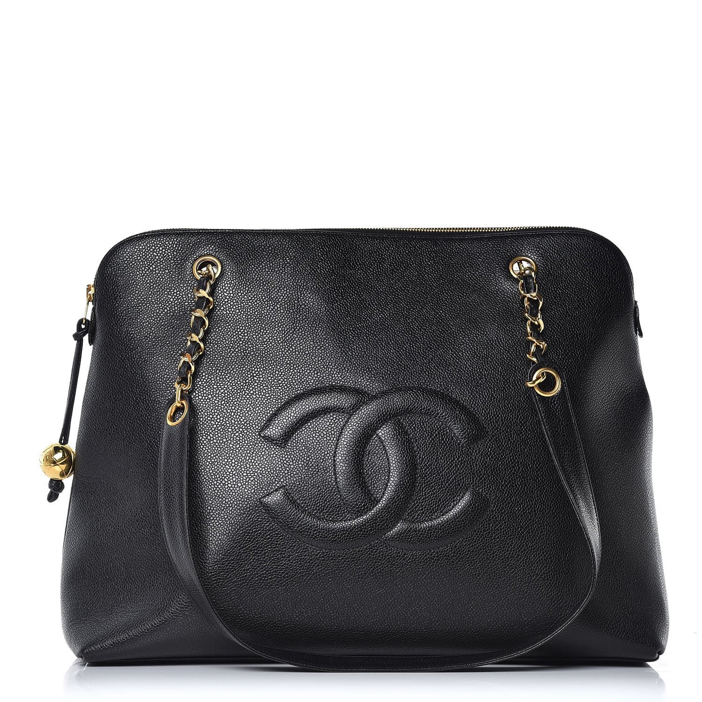 Caviar Large CC Shoulder Bag Black