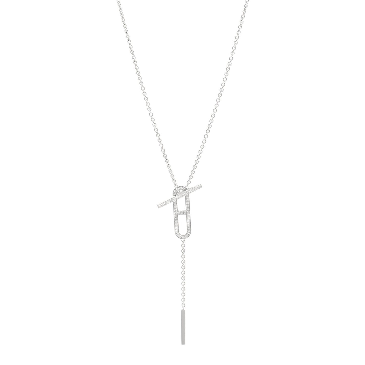 18K White Gold Diamond PM Ever Chaine D'Ancre Necklace ST