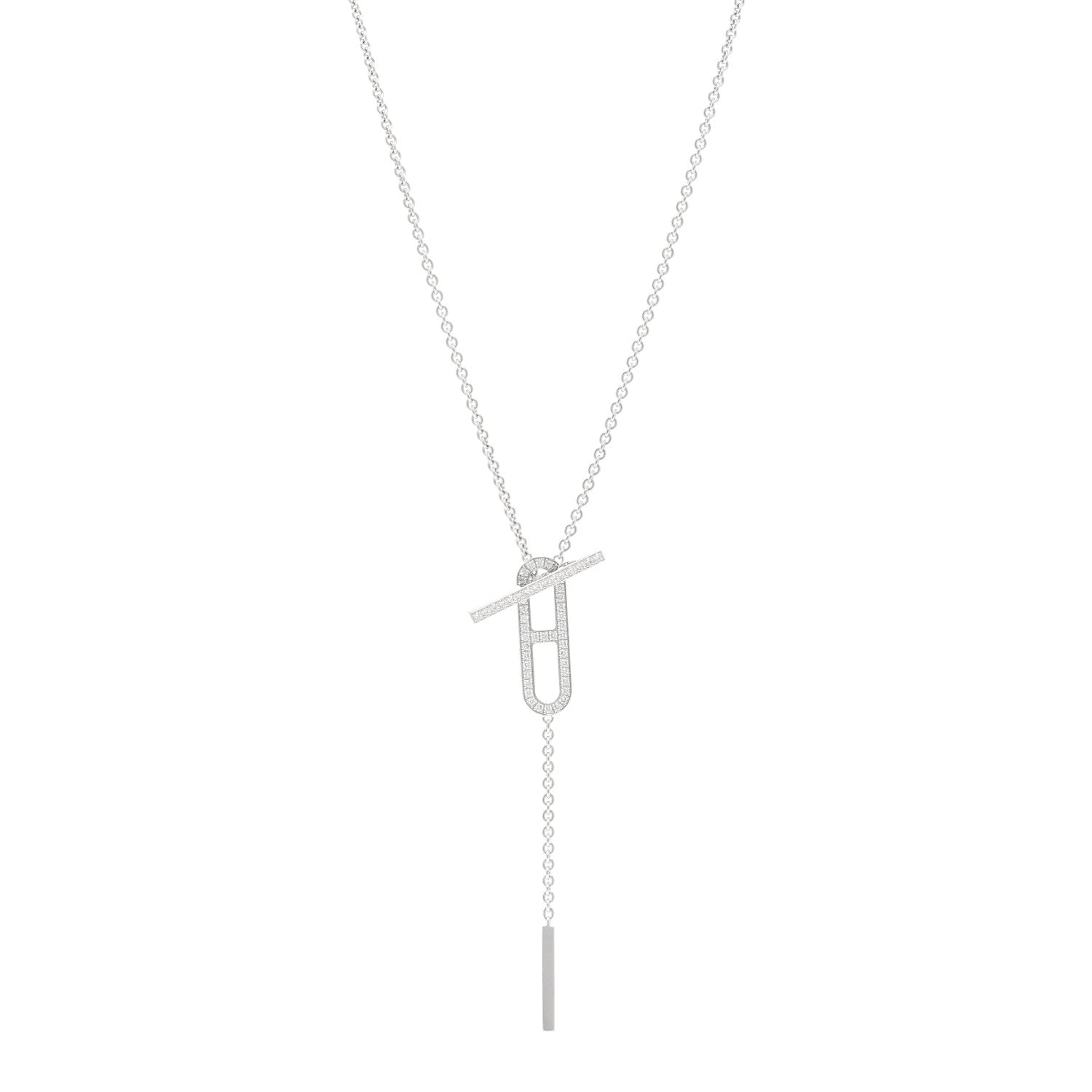 Hermes 18K White Gold Diamond PM Ever Chaine D'Ancre Necklace ST 1 of 5