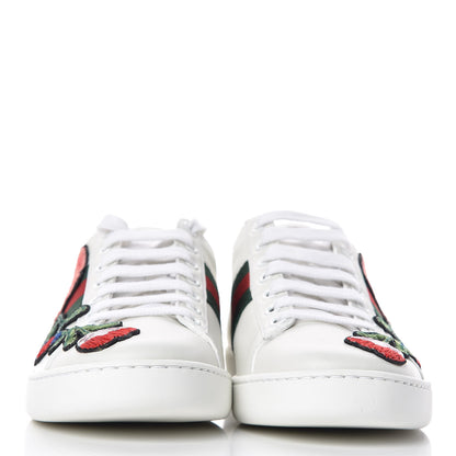 Gucci Calfskin Web Floral Embroidered Womens Ace Sneakers 35.5 White 2 of 8