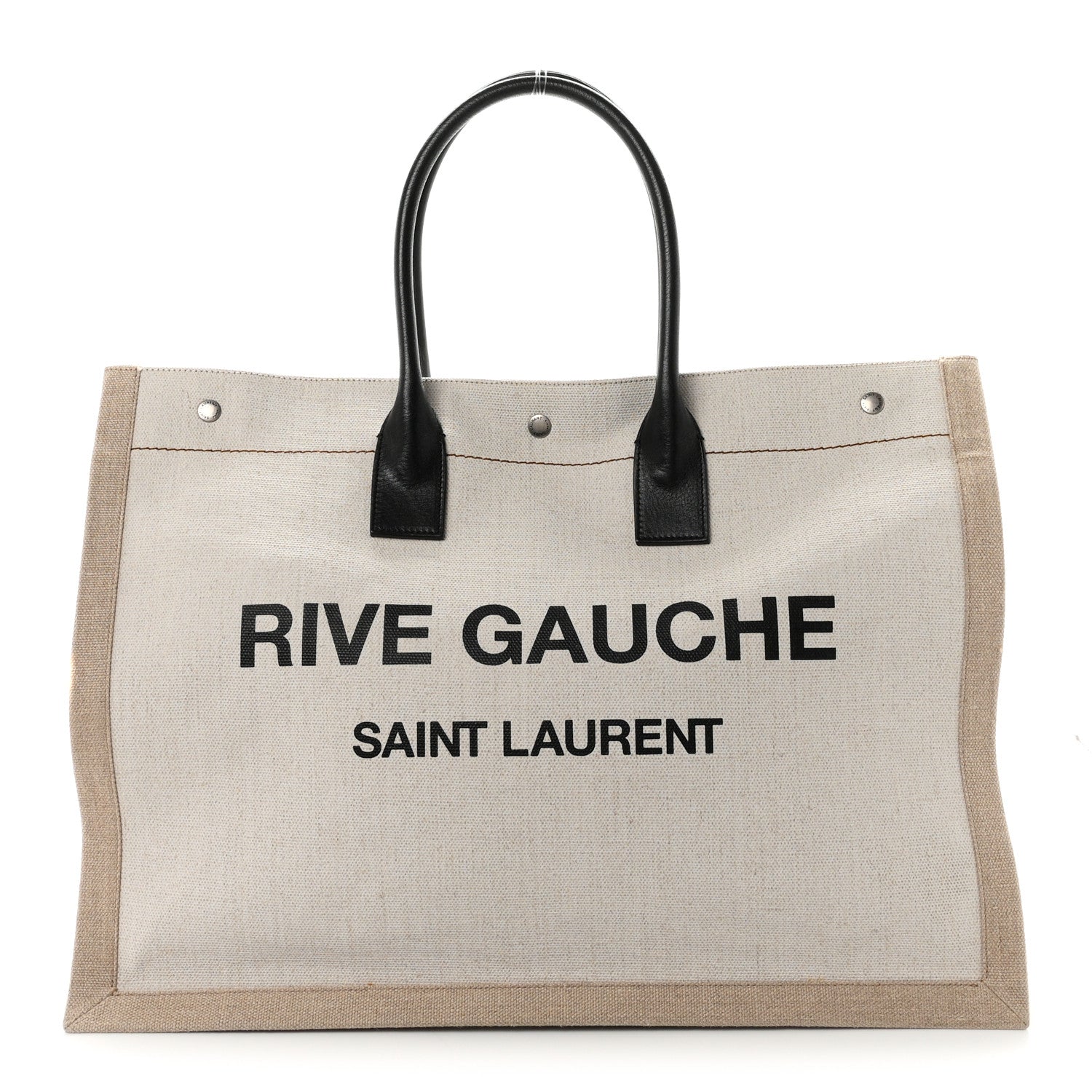 Saint Laurent Linen Calfskin Small Rive Gauche Tote Optic White 1 of 10