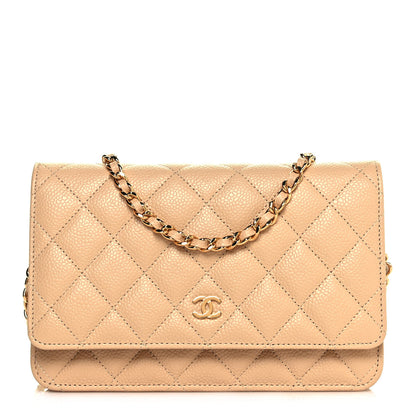 Chanel Caviar Quilted Wallet On Chain WOC Beige 1 of 16