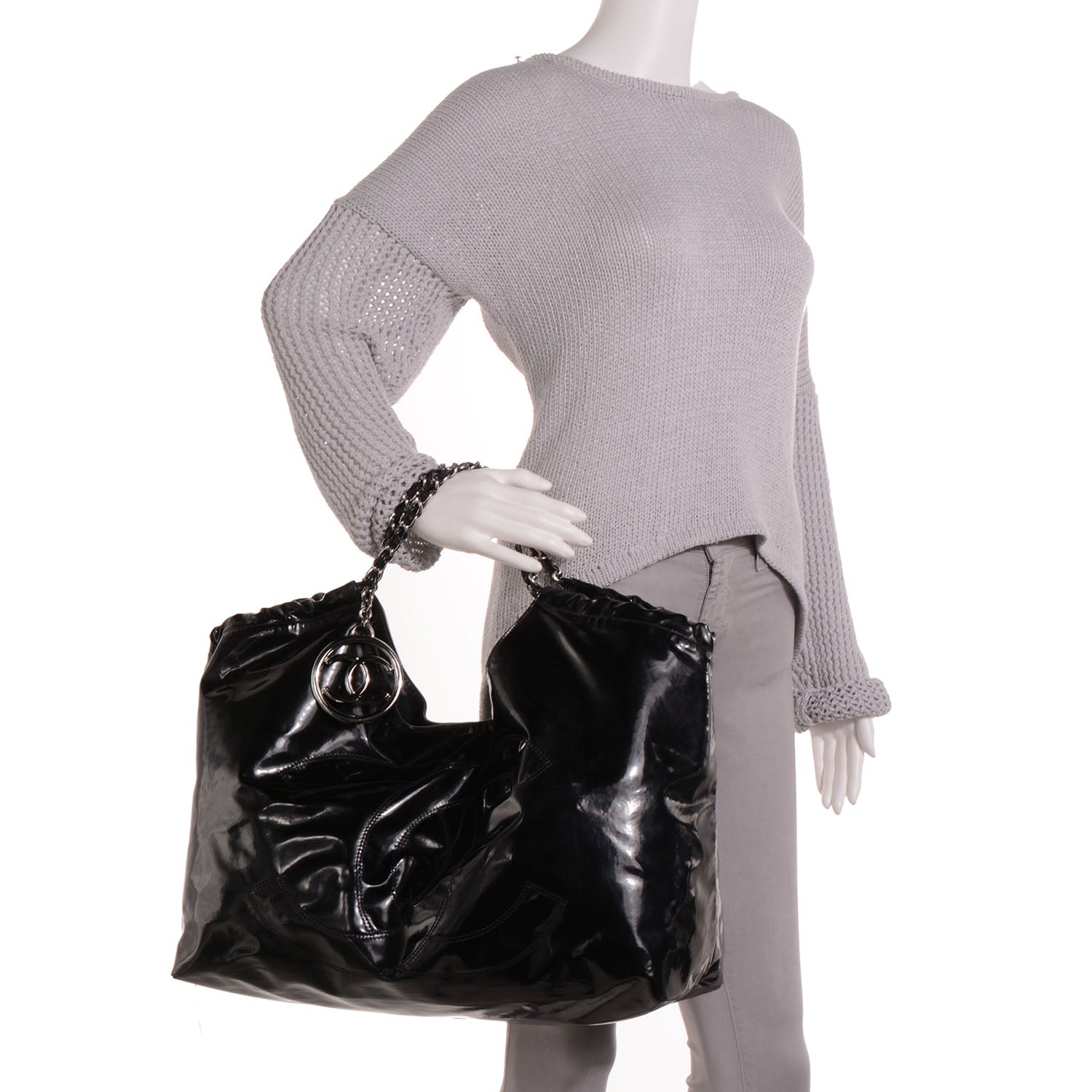 Chanel Vinyl XL Coco Cabas Black 2 of 7