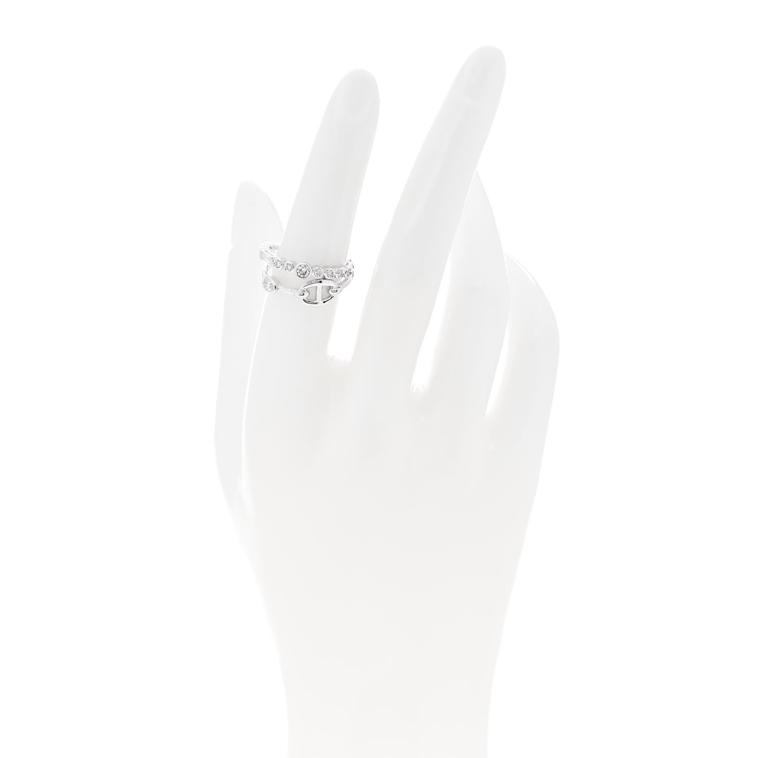 Hermes 18K White Gold Diamond Chaine D'Ancre Fancy Chaos Ring 52 6 2 of 5