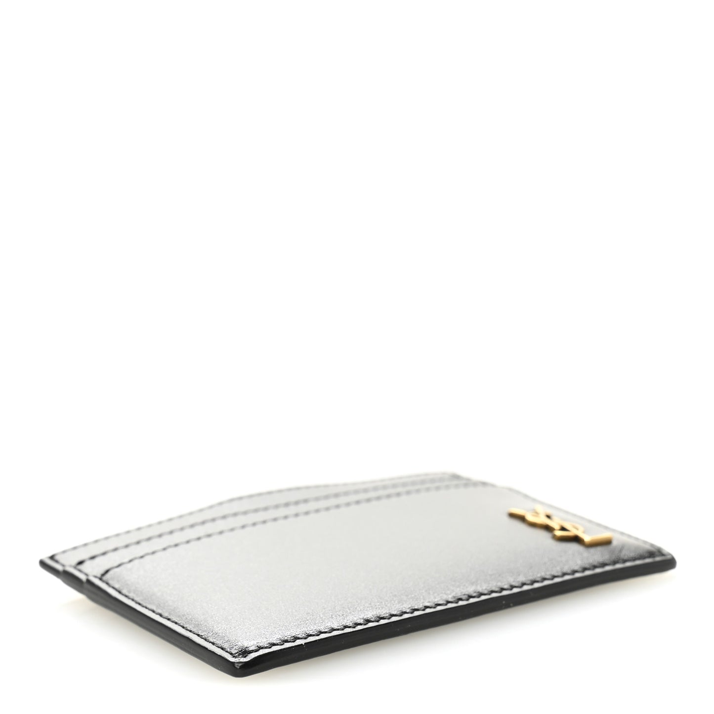 Calfskin Tiny Cassandre Credit Card Case Black