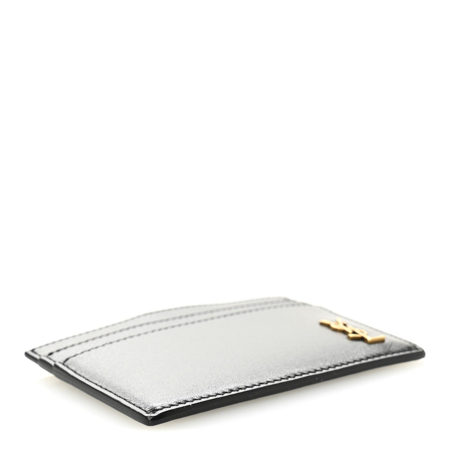 Saint Laurent Calfskin Tiny Cassandre Credit Card Case Black 4 of 7